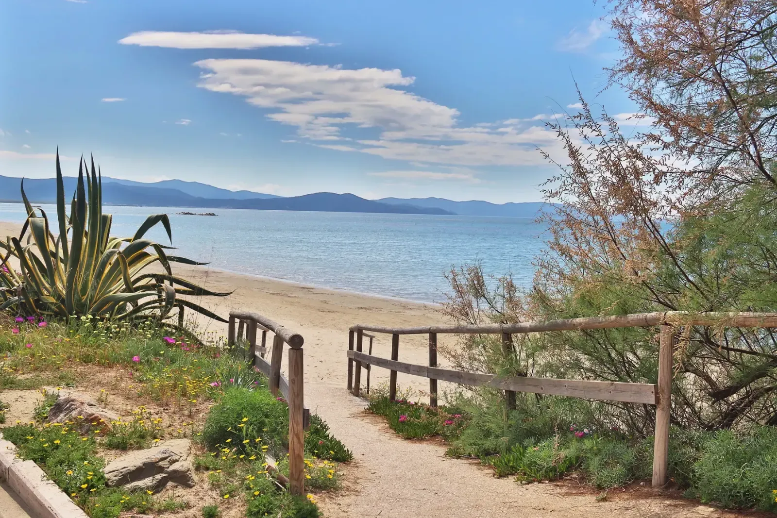 Il passaggio in legno che attraversa la duna e scende alla spiaggia